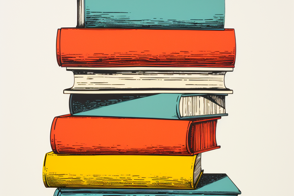 A stack of books on a white background.